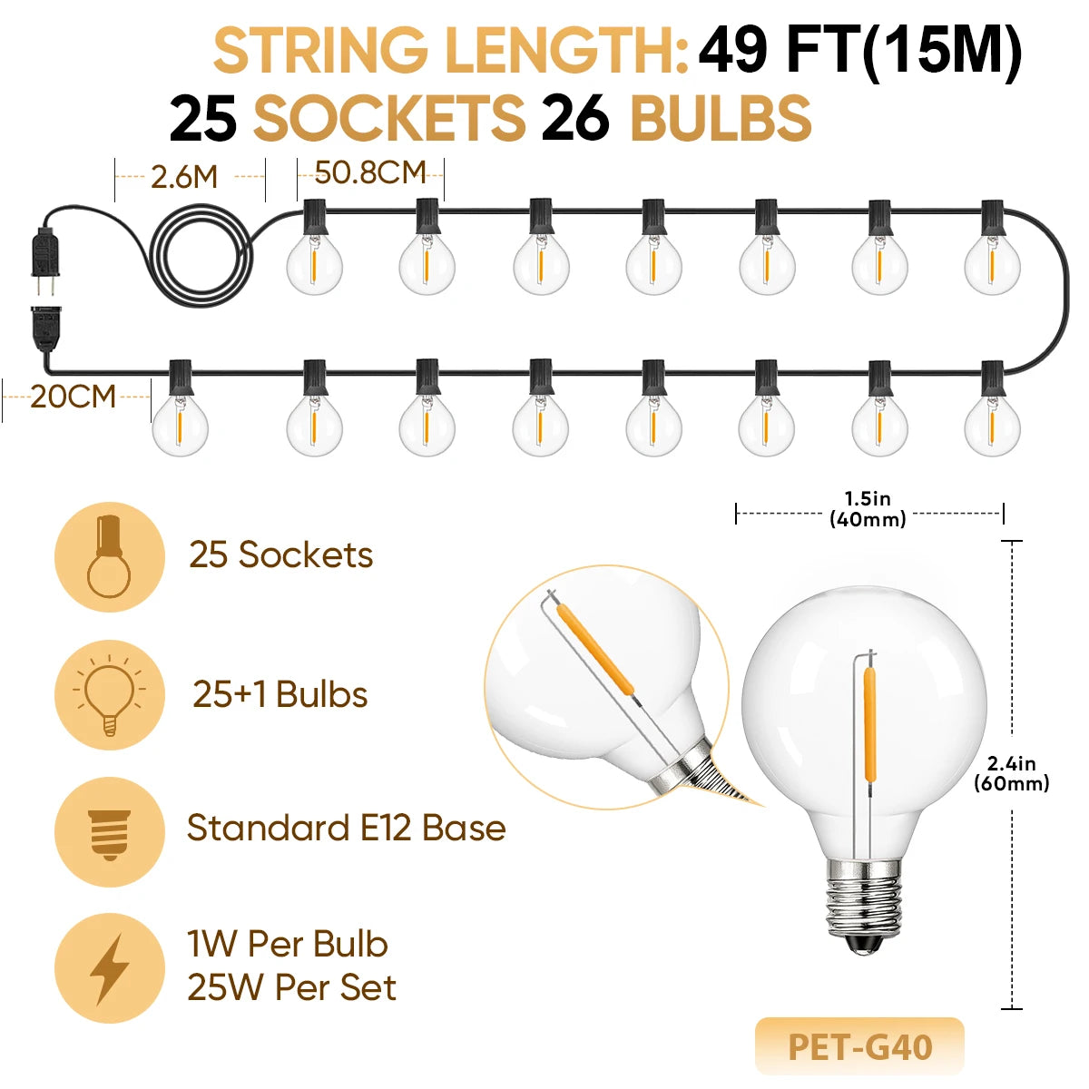 Shatterproof G40 Light Decor