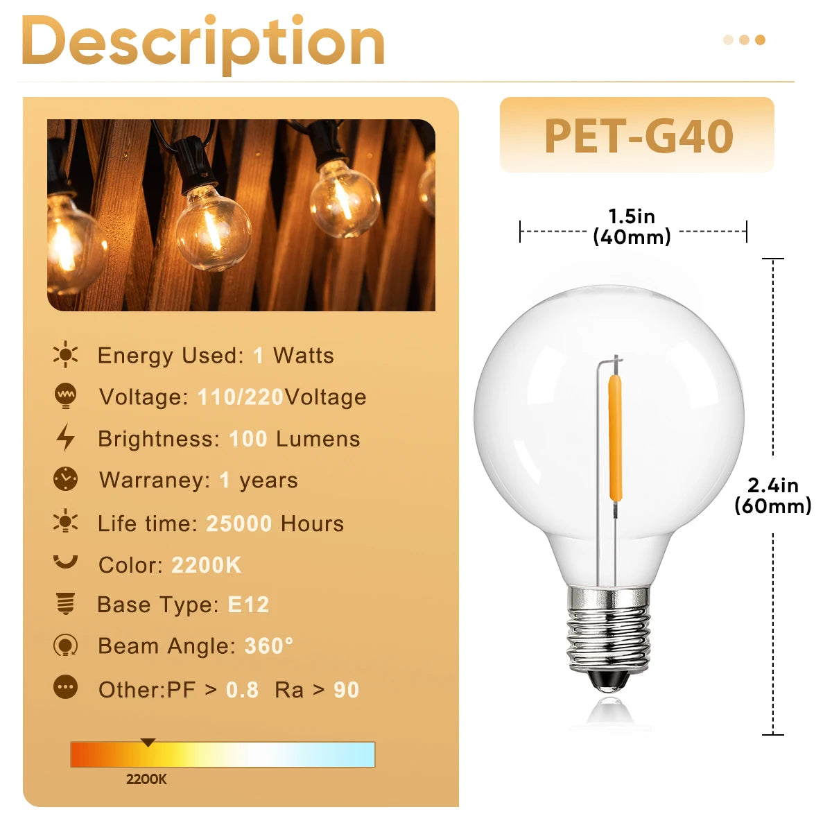 Shatterproof G40 Light Decor